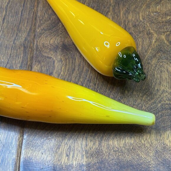 Murano style glass Vegetable 7.5" Two Carrots Handblown paper‎ weight decor - Picture 6 of 10